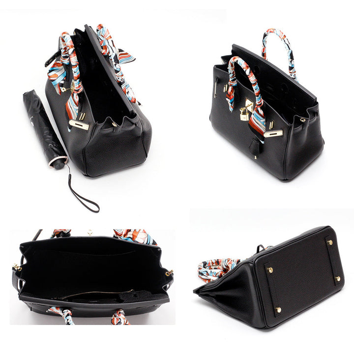 Genuine leather handbag, cognac, offering everyday luxury