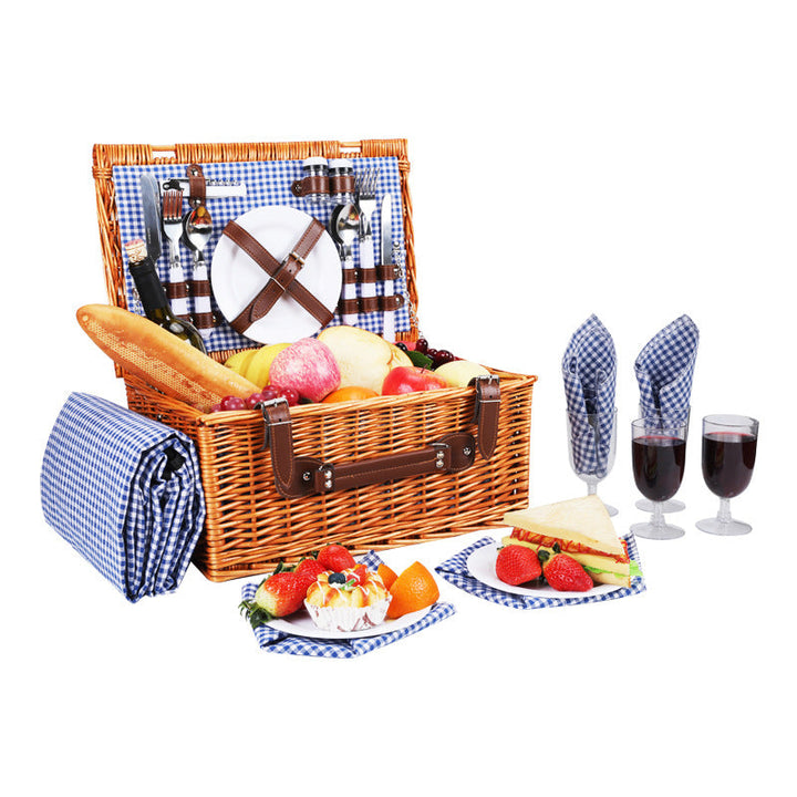 Women's luxury picnic basket with integrated crockery, insulated cooler for elegant outdoor dining.