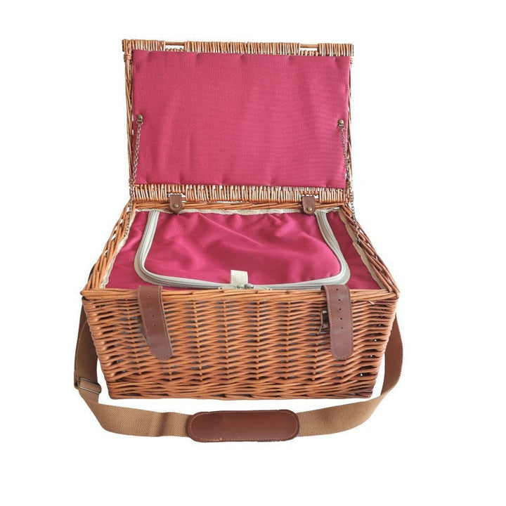 Premium women's picnic basket: durable, luxury design with integrated crockery & insulated cooler.