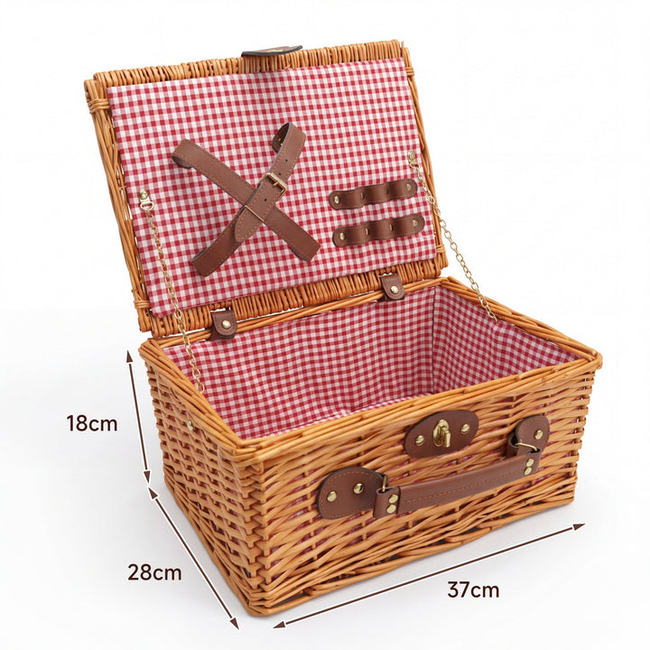 Luxury women's picnic basket, perfect for park outings, beach trips, with full dining set & cooler.