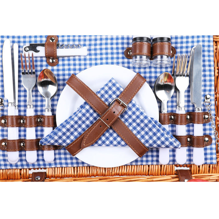 Portable luxury picnic basket for women, ideal for park, beach, or travel with built-in dining set.