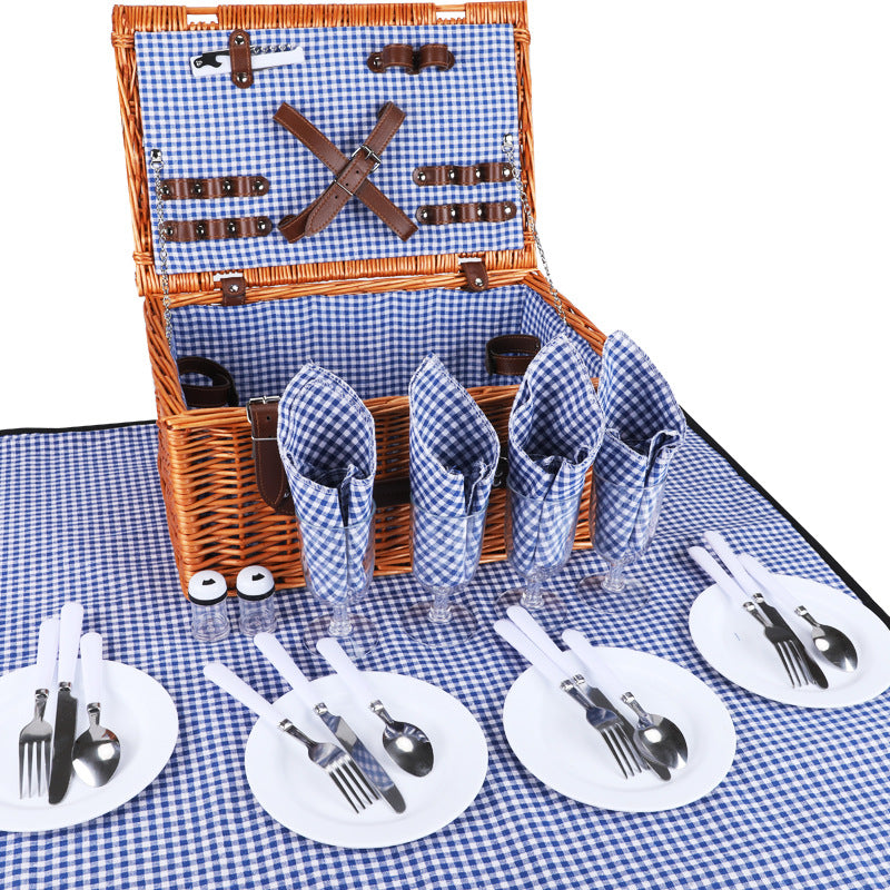 Gourmet outdoor dining set: women's luxury picnic basket with integrated crockery & insulated cooler.