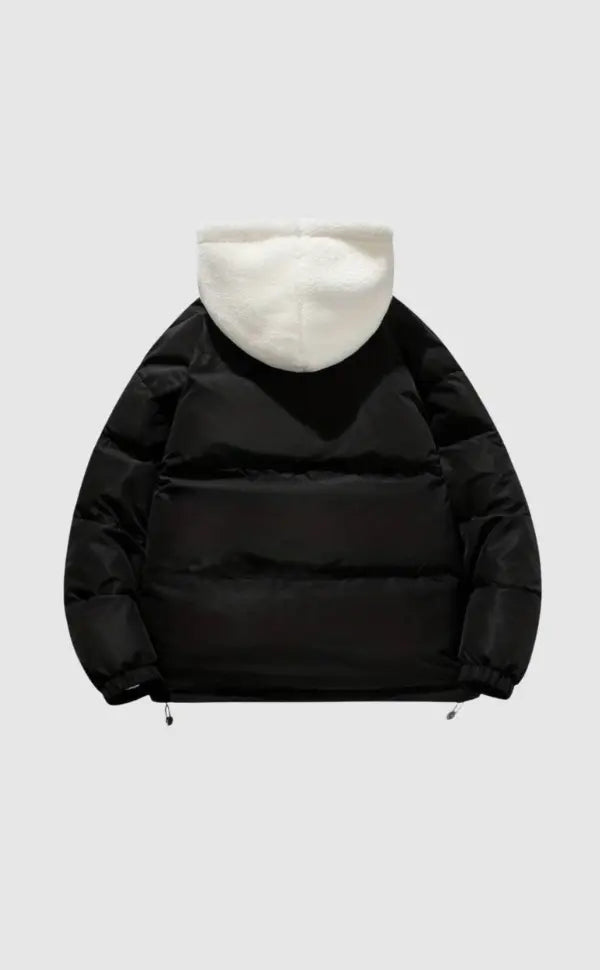 Warm women's hooded puffer coat, perfect for cozy winter fashion and everyday wear.
