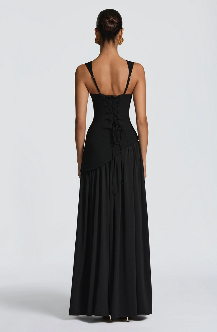 Lightweight women's summer maxi dress with adjustable straps, offering a chic, modest, and comfortable look.