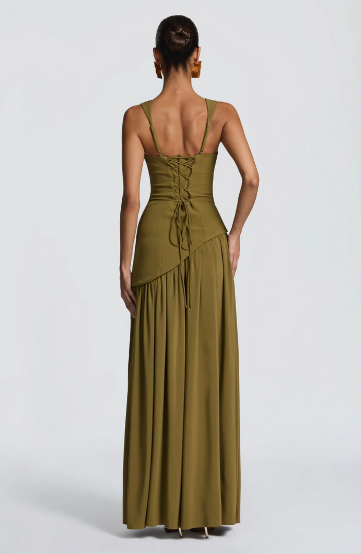 Women's elegant maxi dress with adjustable straps. Ideal long summer dress, casual or evening wear, vacation fashion.