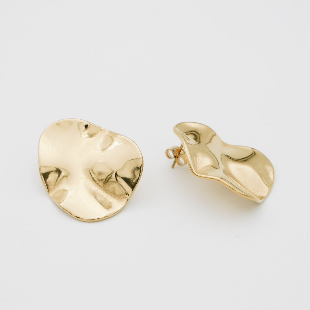 Silver plated women's stud earrings, featuring a contemporary geometric sculpted design.