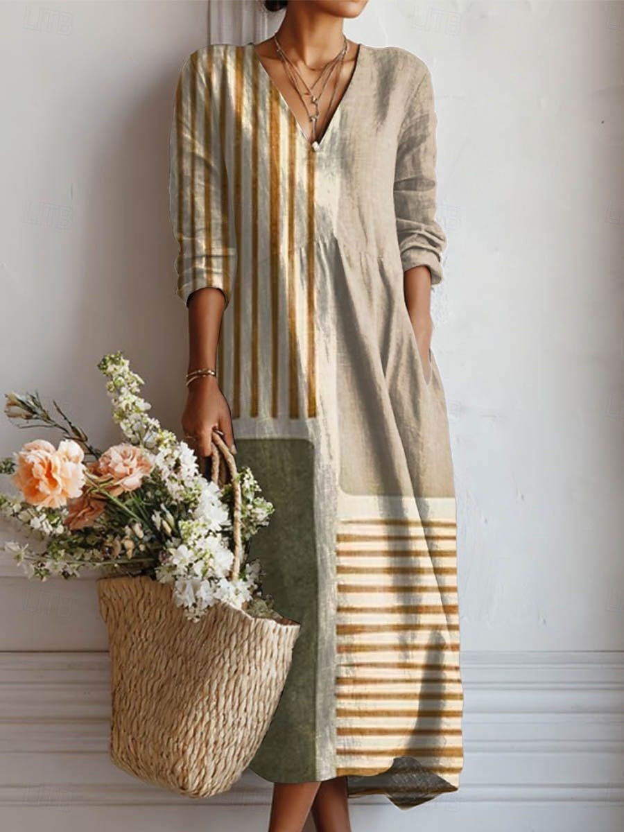 Women's multicolour patch dress with pockets, offering everyday comfort and unique casual style.