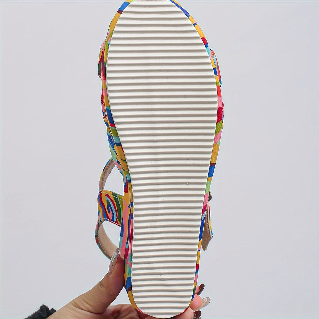 Comfortable women's multicolour platform wedge sandals, lightweight & adjustable for summer wear.