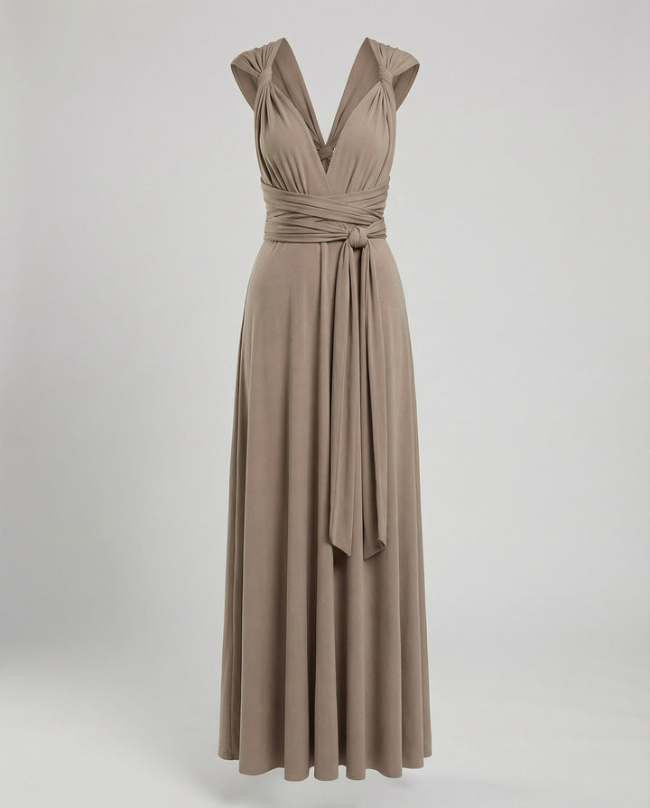 Elegant women's multiway maxi wrap dress, perfect for bridesmaids or formal evening events.