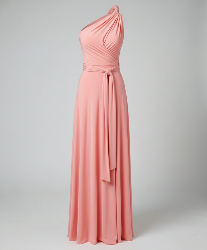 Versatile V-neck tie wrap maxi dress for women, adaptable for various formal occasions.