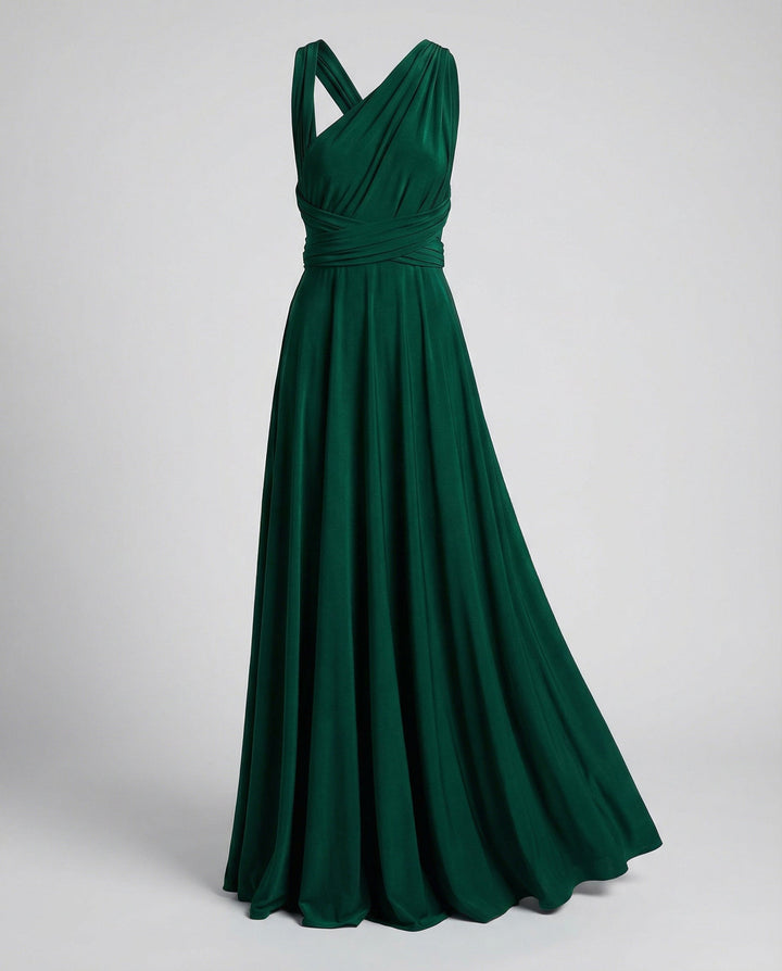Beautiful women's multiway wrap maxi dress, V-neck tie design for elegant versatility.