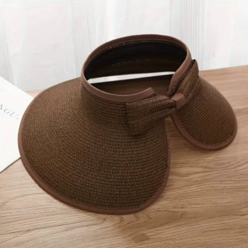 Lightweight women's straw wide brim visor for ultimate sun protection; a must-have summer beach hat.