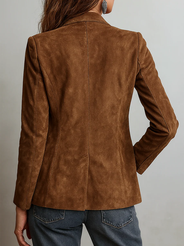 Elegant women's notch lapel button-down blazer, perfect for professional office wear or a chic casual look.