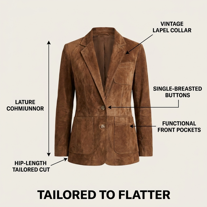 Timeless women's long sleeve notch lapel blazer, button-down, relaxed fit, a perfect wardrobe staple for any occasion.