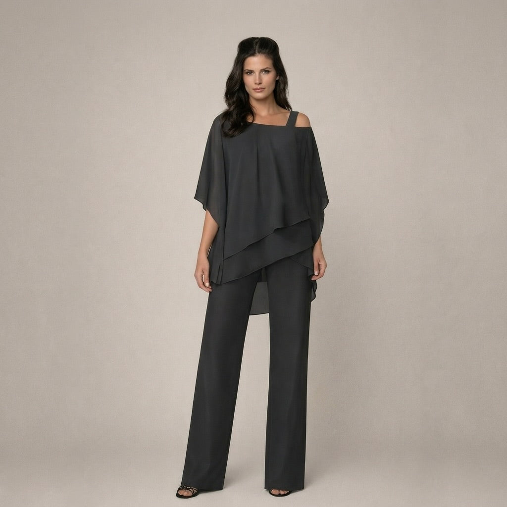 Chic women's off-shoulder matching two-piece set for summer, perfect casual fashion apparel.