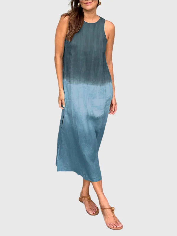 Everyday women's sleeveless ombre midi dress, relaxed fit, round neck, comfortable & stylish.