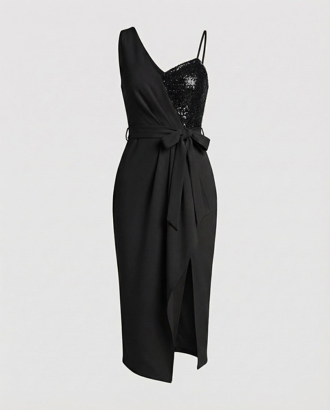 Chic one shoulder sequin cocktail dress, elegant and eye-catching.