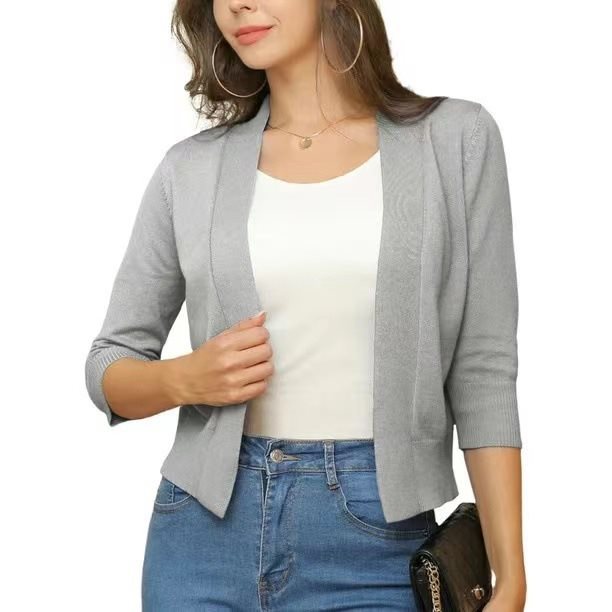 Comfortable & stylish women's open front cardigan, 3/4 sleeves, for versatile fashion.