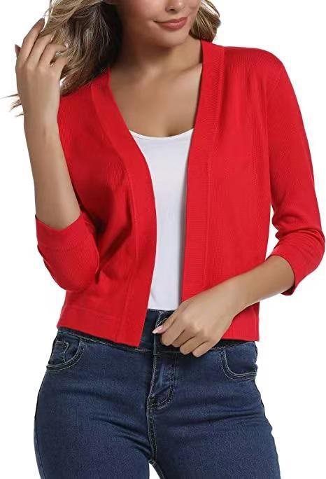 Women's open front 3/4 sleeve cardigan for casual wear, perfect for spring & fall.