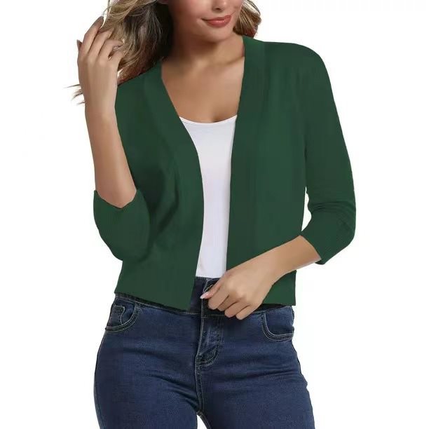 Everyday women's open front cardigan, 3/4 sleeves, available in multiple colors, stylish.