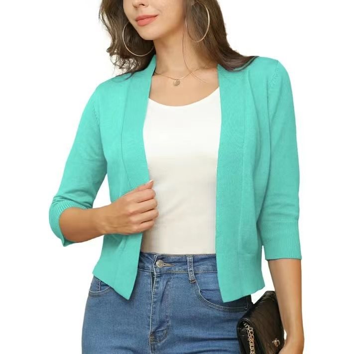Women's casual 3/4 sleeve open front cardigan, comfortable & easy to care for daily.