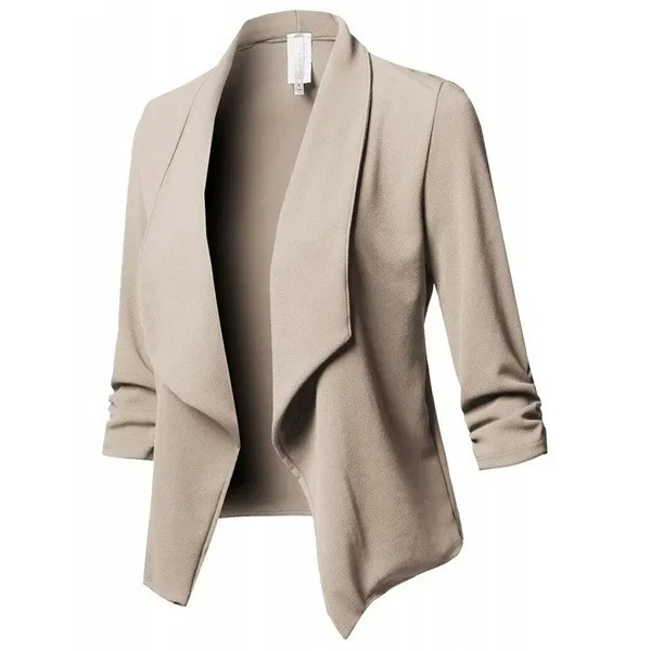 Women's open front elegant lightweight blazer in green