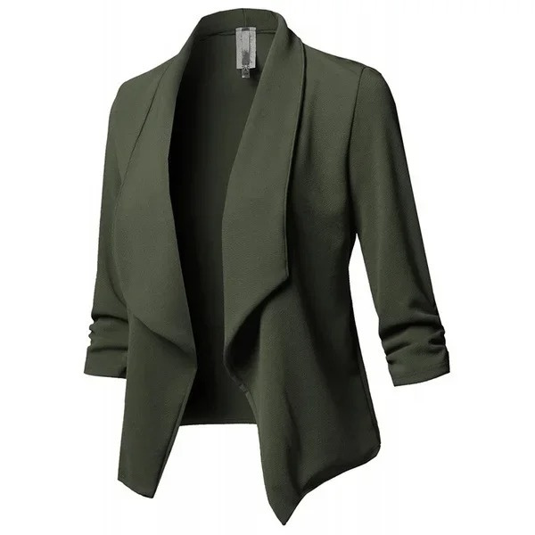 Women's open front elegant lightweight blazer in black