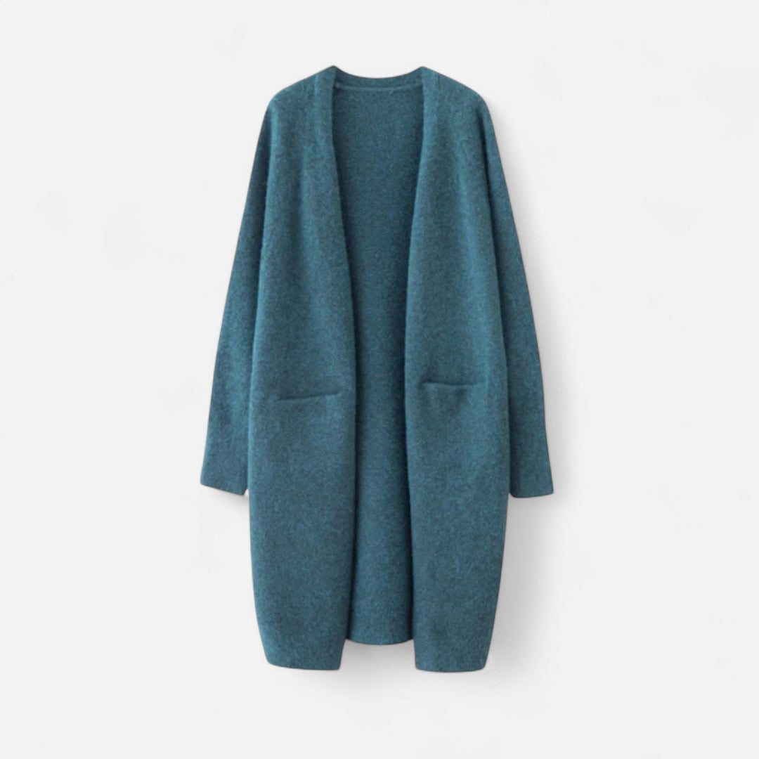 Women's fashion cardigan: long, open-front design, a must-have layering essential.
