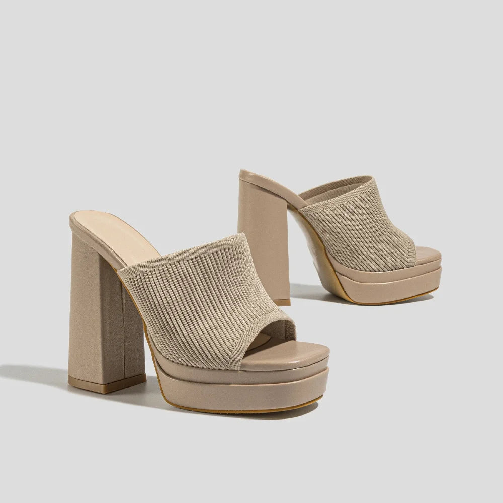 Women's open-toe platform heeled sandals with a supportive chunky heel, adjustable ankle strap, & all-day comfort.