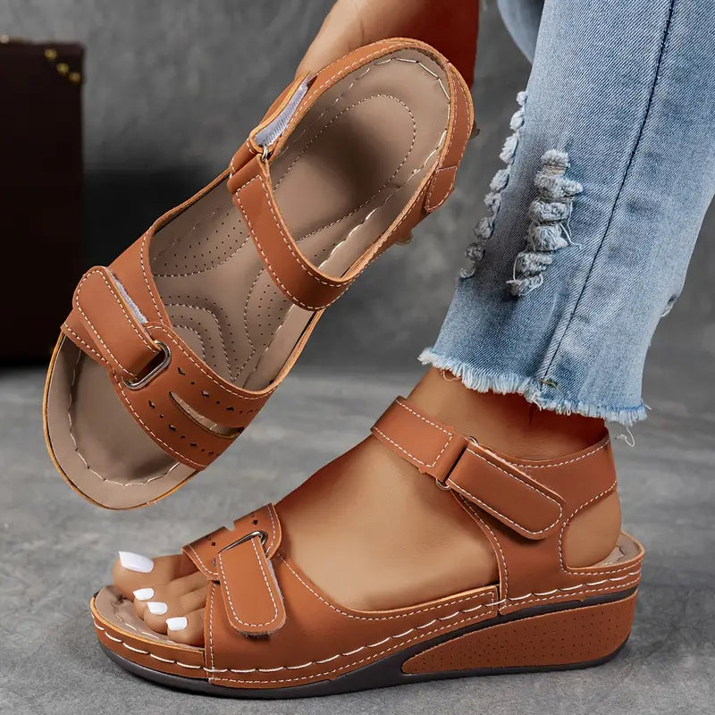 Women's summer open toe platform sandals with ankle strap, blending comfort and modern style perfectly.