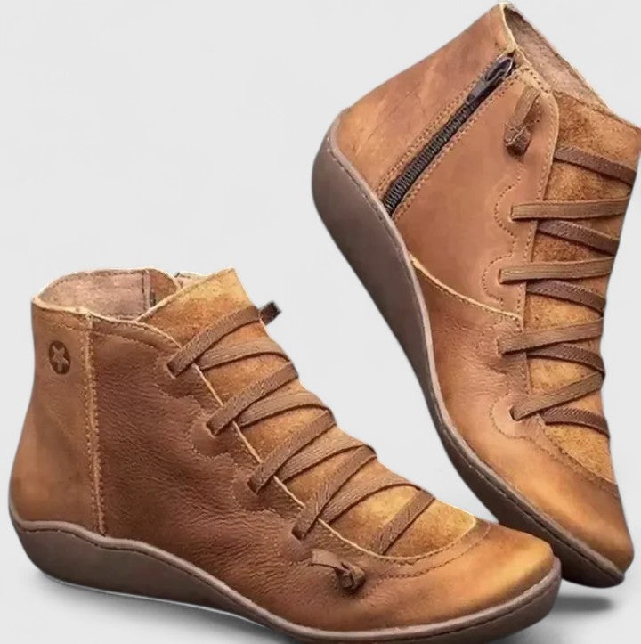 Women's orthopaedic ankle boots in classic black, offering all-day comfort, arch support, and foot pain relief.