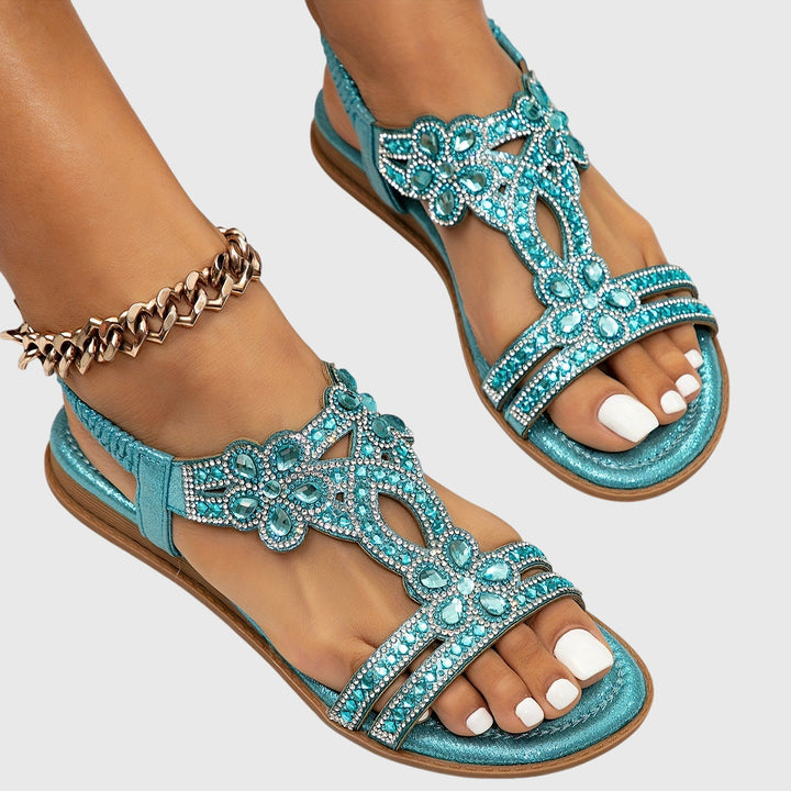 Formal women's comfort sandals, elegant orthopaedic design with supportive back strap.