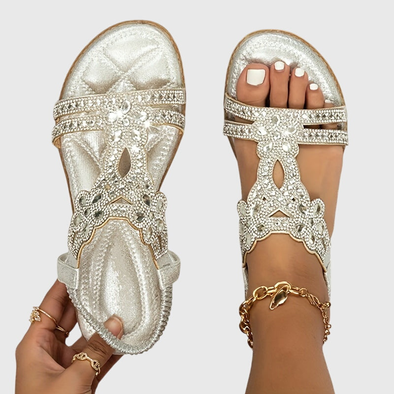 Women's foot pain relief orthopaedic sandals, stylish comfort footwear, secure back strap.
