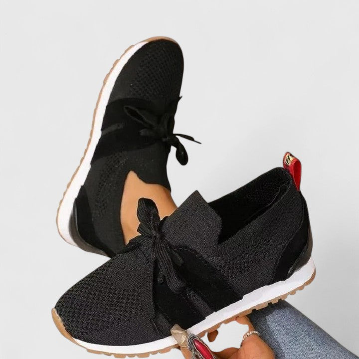 Comfortable women's slip-on orthopaedic sneakers. Supportive walking shoes, ideal for daily wear, active lifestyle, and breathability.