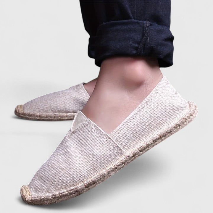 Natural woven women's orthopaedic espadrille loafers, comfortable casual slip-on flats for summer.