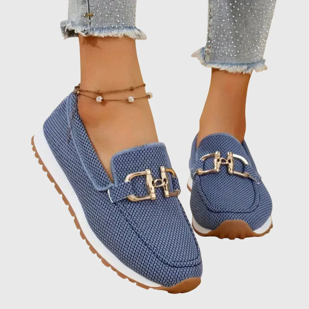 Orthopaedic women's loafer-style sport trainers providing pain relief & support for all-day comfort.