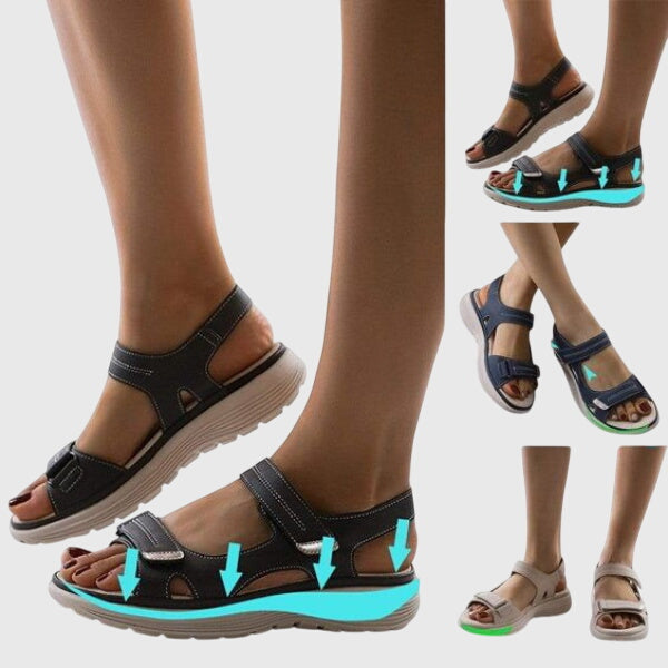 Women's comfort orthopaedic sandals for summer, offering arch support & foot pain relief.