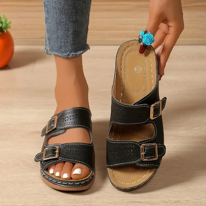 Ergonomic women's summer sandals, adjustable for comfort & wide fit. Orthopaedic design ensures arch support & pain relief.
