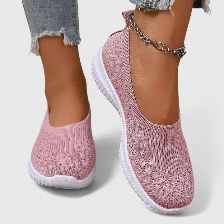 Easy slip-on orthopaedic comfort shoes for women, designed for wide feet and all-day wear.