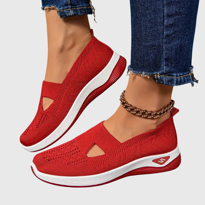 Soft, comfortable women's orthopaedic slip-on shoes with cushioned foot support.