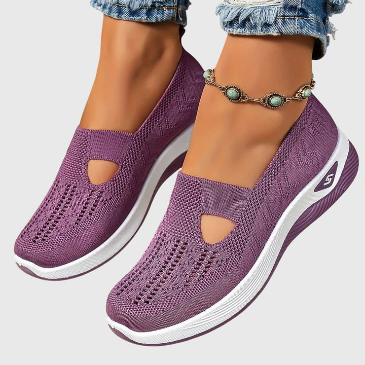 Stylish women's orthopaedic slip-on shoes, ideal for foot support & pain relief.