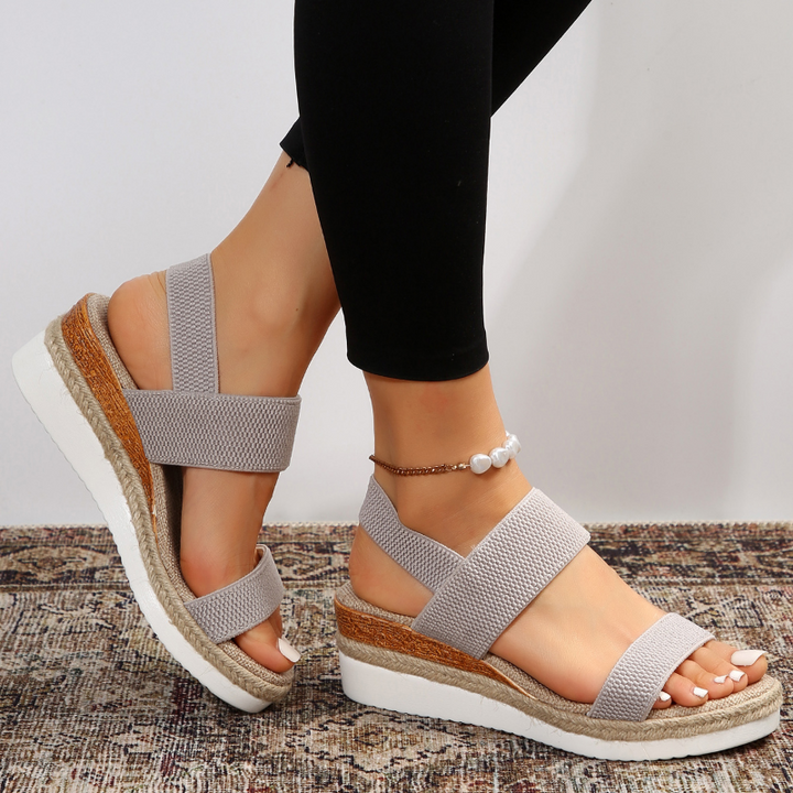 Top-down view of women's orthopaedic strap sandals with adjustable fastenings, ensuring a custom, comfortable fit.