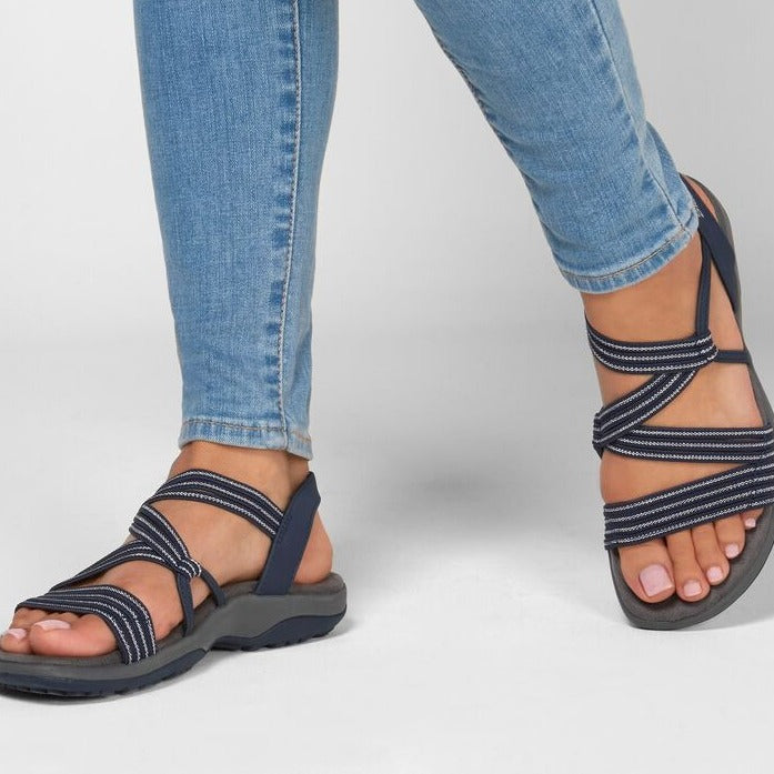 Close-up of adjustable strap on women's orthopaedic sandals, ensuring a secure and comfortable fit.