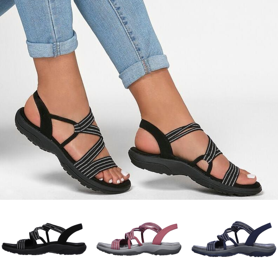 A pair of comfortable women's orthopaedic sandals, ideal for walking and everyday activities.