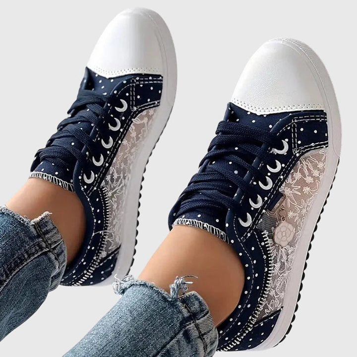 Active woman wearing orthopaedic walking shoes, enjoying supreme comfort and support all day.