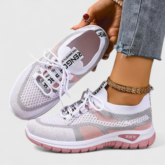 Side view of women's orthopaedic comfort sneakers, highlighting lightweight and supportive design.