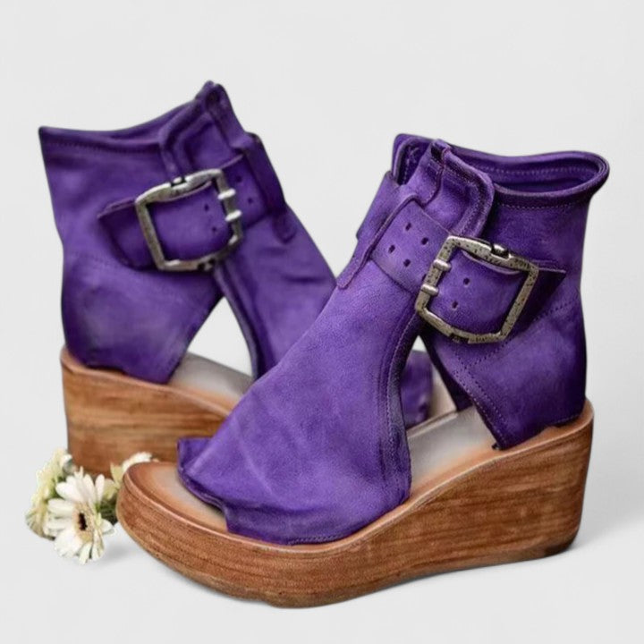 Elegant women's orthopaedic wedge sandals for superior foot comfort, arch support, and plantar fasciitis relief.