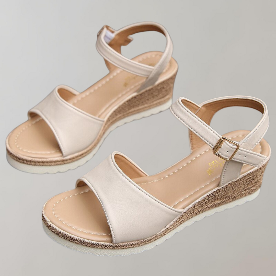 Everyday orthopaedic footwear: chic wedge sandals for women with secure straps.