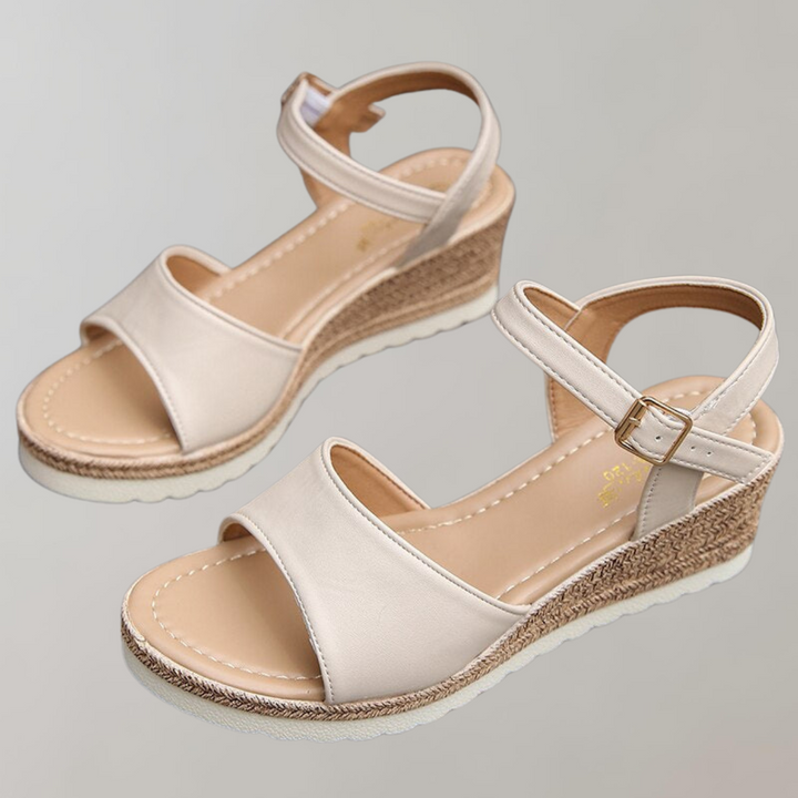 Everyday orthopaedic footwear: chic wedge sandals for women with secure straps.