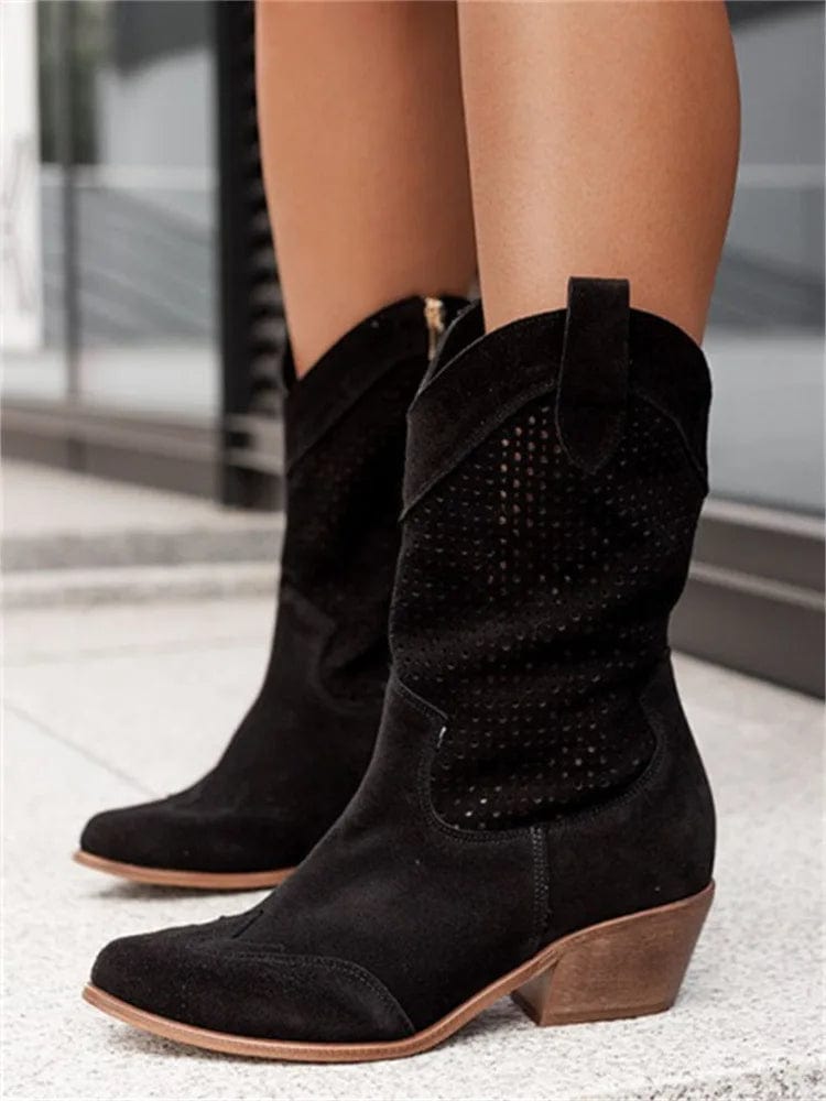 Women's orthopaedic ankle boots, western style with block heel for fashion, comfort, and support.